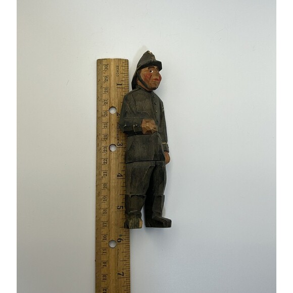 RARE Vintage Wood Carved Police Fireman Folk Art Denmark Figure Toy - READ - Picture 8 of 9